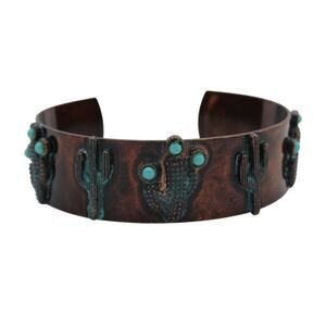 Mia Southwest Boho Cactus Metal Open Cuff Bracelet #B2091